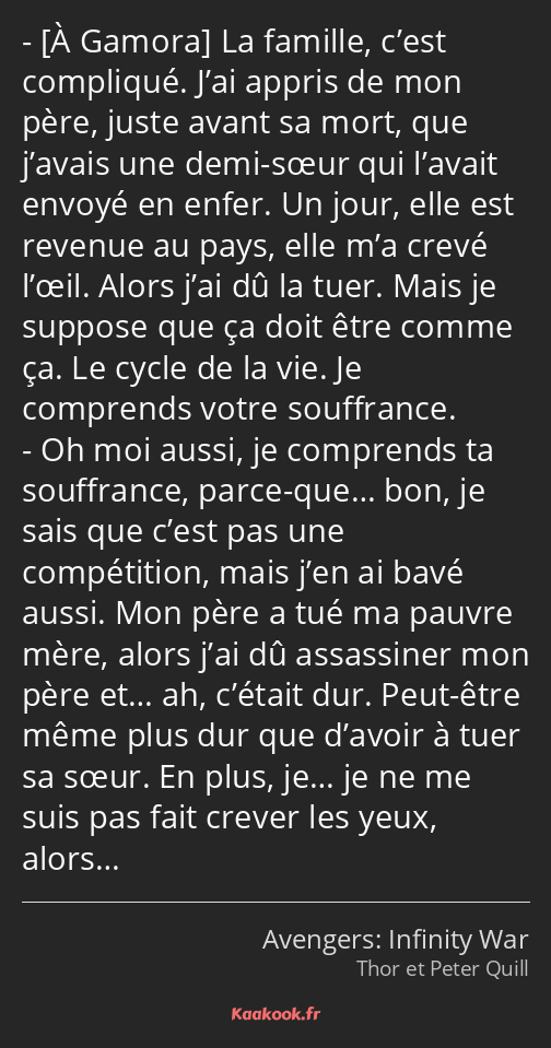  La famille, c’est compliqué. J’ai appris de mon père, juste avant sa mort, que j’avais une demi…