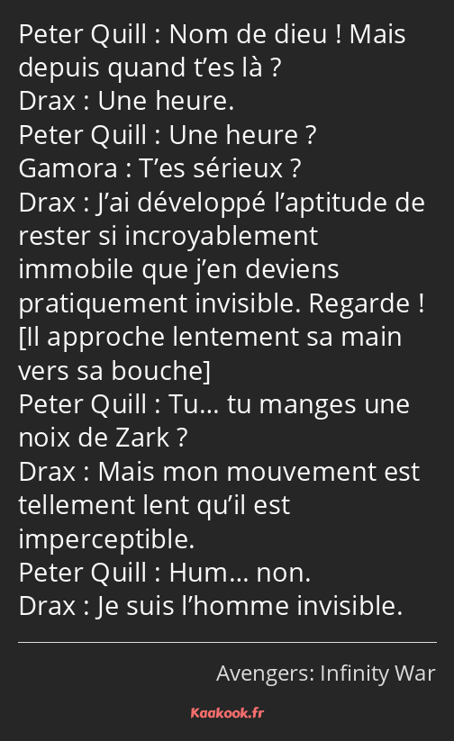 Nom de dieu ! Mais depuis quand t’es là ? Une heure. Une heure ? T’es sérieux ? J’ai développé…