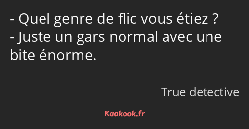 Quel genre de flic vous étiez ? Juste un gars normal avec une bite énorme.