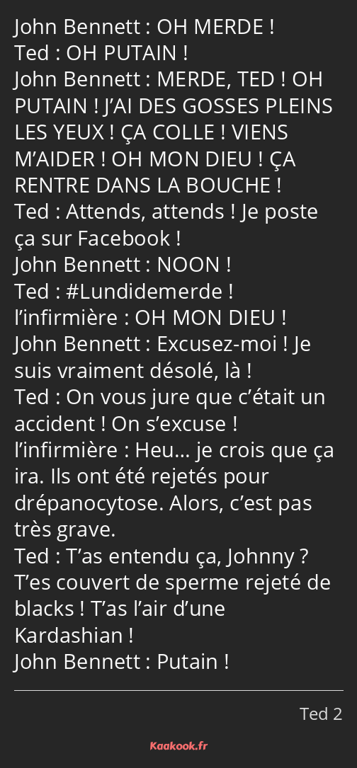 Citation « OH MERDE ! OH PUTAIN ! MERDE, TED ! OH PUTAIN