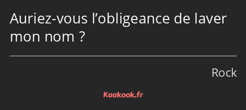 Auriez-vous l’obligeance de laver mon nom ?