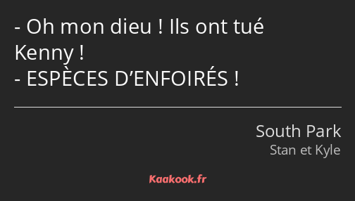 Oh mon dieu ! Ils ont tué Kenny ! ESPÈCES D’ENFOIRÉS !