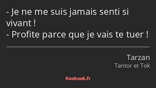 Je ne me suis jamais senti si vivant ! Profite parce que je vais te tuer !