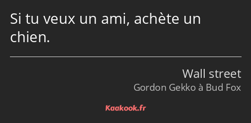 Si tu veux un ami, achète un chien.