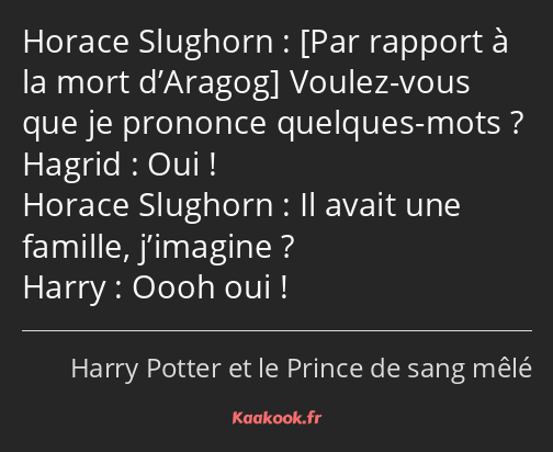  Voulez-vous que je prononce quelques-mots ? Oui ! Il avait une famille, j’imagine ? Oooh oui !