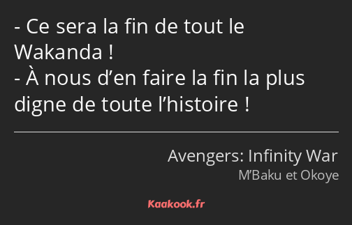 Ce sera la fin de tout le Wakanda ! À nous d’en faire la fin la plus digne de toute l’histoire !