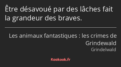 Être désavoué par des lâches fait la grandeur des braves.