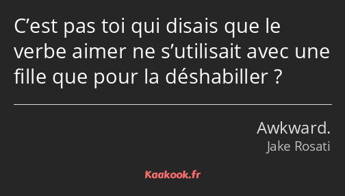 C’est pas toi qui disais que le verbe aimer ne s’utilisait avec une fille que pour la déshabiller ?