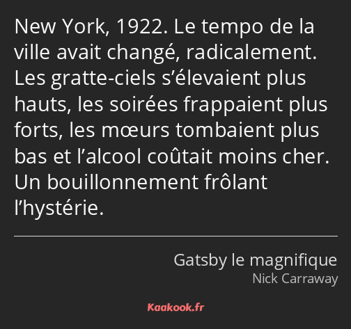 New York, 1922. Le tempo de la ville avait changé, radicalement. Les gratte-ciels s’élevaient plus…