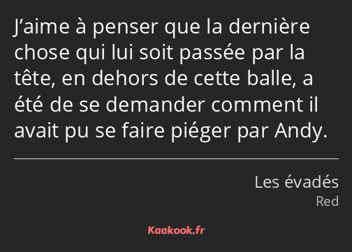 J’aime à penser que la dernière chose qui lui soit passée par la tête, en dehors de cette balle, a…