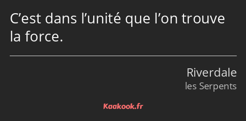 C’est dans l’unité que l’on trouve la force.