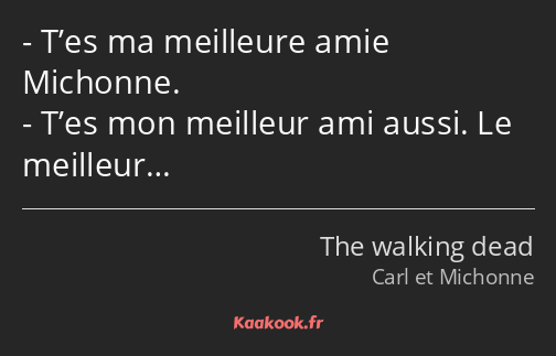 T’es ma meilleure amie Michonne. T’es mon meilleur ami aussi. Le meilleur…