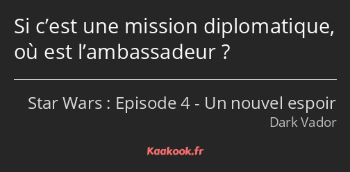 Si c’est une mission diplomatique, où est l’ambassadeur ?