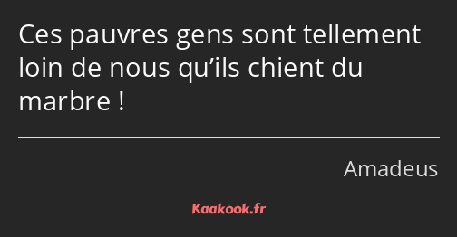 Ces pauvres gens sont tellement loin de nous qu’ils chient du marbre !