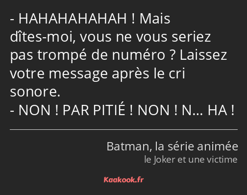 HAHAHAHAHAH ! Mais dîtes-moi, vous ne vous seriez pas trompé de numéro ? Laissez votre message…