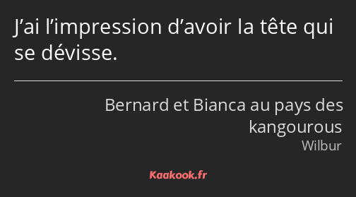 J’ai l’impression d’avoir la tête qui se dévisse.