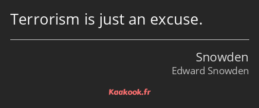 Terrorism is just an excuse.