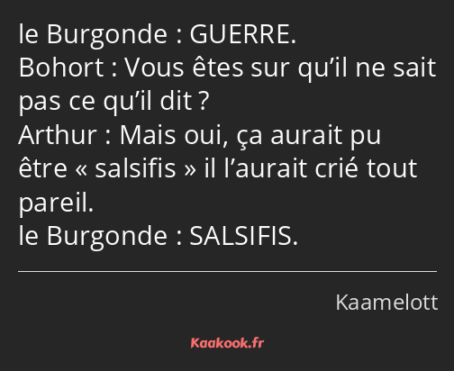 GUERRE. Vous êtes sur qu’il ne sait pas ce qu’il dit ? Mais oui, ça aurait pu être salsifis il…