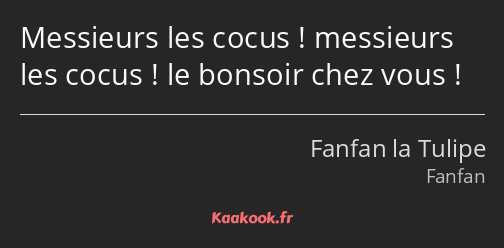 Messieurs les cocus ! messieurs les cocus ! le bonsoir chez vous !