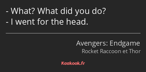 What? What did you do? I went for the head.