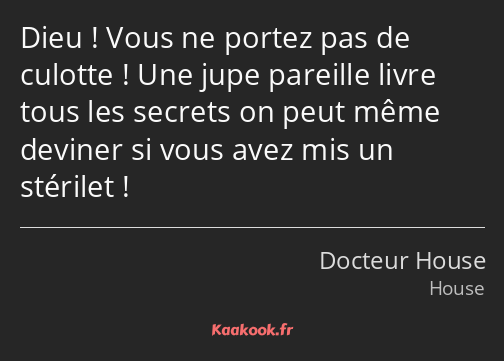 Dieu ! Vous ne portez pas de culotte ! Une jupe pareille livre tous les secrets on peut même…