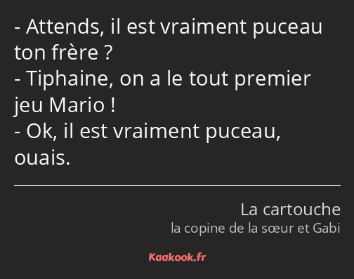 Attends, il est vraiment puceau ton frère ? Tiphaine, on a le tout premier jeu Mario ! Ok, il est…