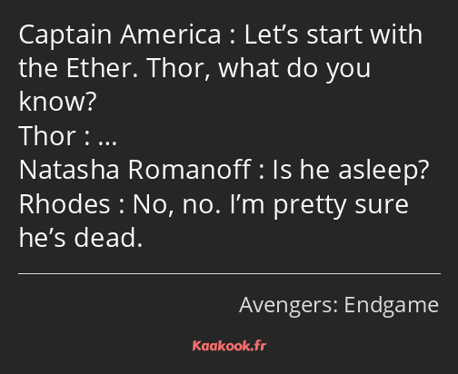 Let’s start with the Ether. Thor, what do you know? … Is he asleep? No, no. I’m pretty sure he’s…