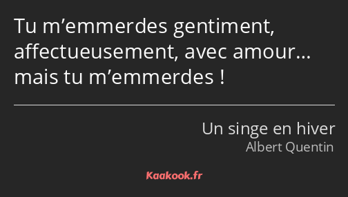 Tu m’emmerdes gentiment, affectueusement, avec amour… mais tu m’emmerdes !