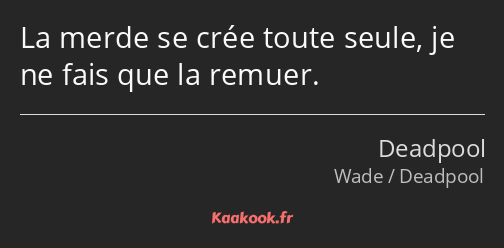 La merde se crée toute seule, je ne fais que la remuer.