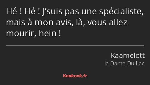 Hé ! Hé ! J’suis pas une spécialiste, mais à mon avis, là, vous allez mourir, hein !