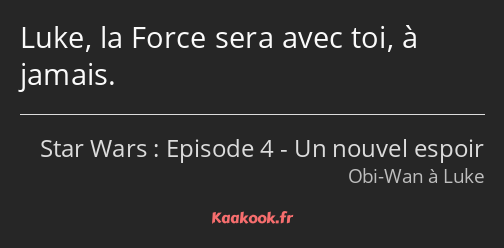 Luke, la Force sera avec toi, à jamais.