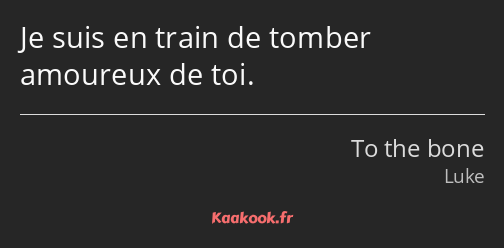 Je suis en train de tomber amoureux de toi.