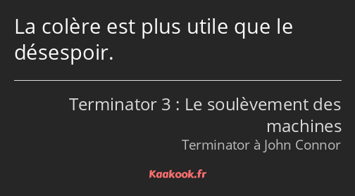 La colère est plus utile que le désespoir.