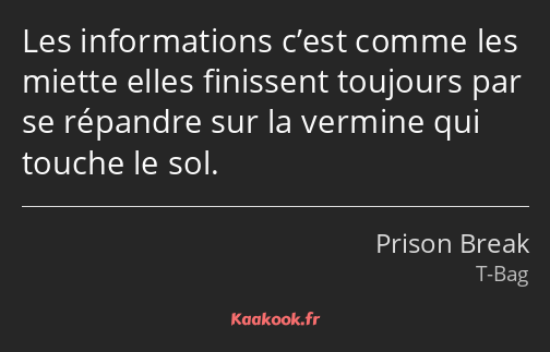 Les informations c’est comme les miette elles finissent toujours par se répandre sur la vermine qui…