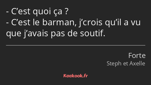 C’est quoi ça ? C’est le barman, j’crois qu’il a vu que j’avais pas de soutif.