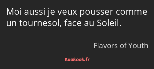 Moi aussi je veux pousser comme un tournesol, face au Soleil.