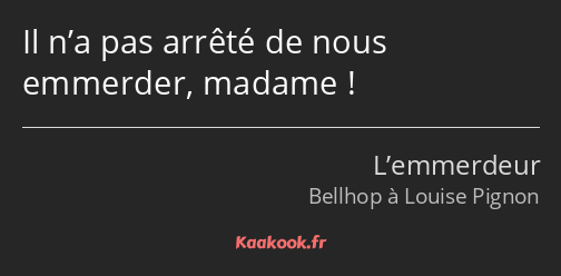 Il n’a pas arrêté de nous emmerder, madame !