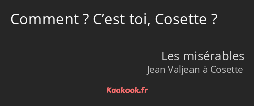 Comment ? C’est toi, Cosette ?