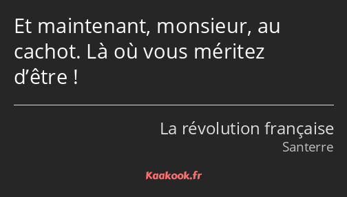 Et maintenant, monsieur, au cachot. Là où vous méritez d’être !