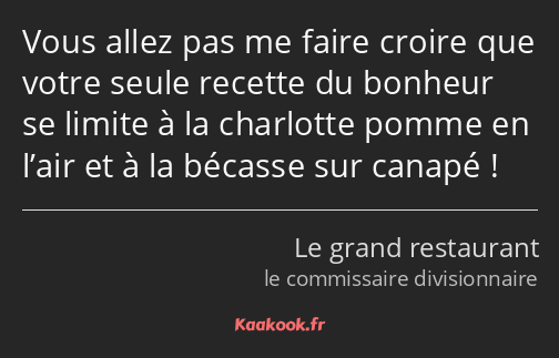 Vous allez pas me faire croire que votre seule recette du bonheur se limite à la charlotte pomme en…