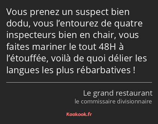 Vous prenez un suspect bien dodu, vous l’entourez de quatre inspecteurs bien en chair, vous faites…