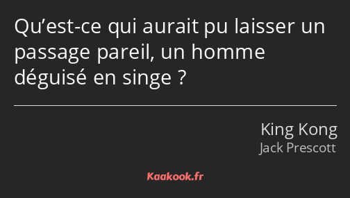 Qu’est-ce qui aurait pu laisser un passage pareil, un homme déguisé en singe ?