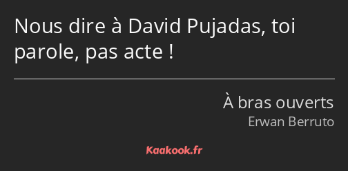 Nous dire à David Pujadas, toi parole, pas acte !