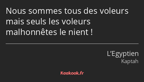 Nous sommes tous des voleurs mais seuls les voleurs malhonnêtes le nient !