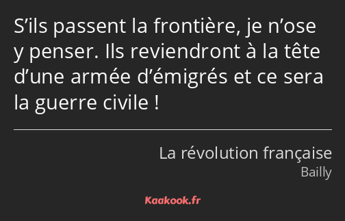 S’ils passent la frontière, je n’ose y penser. Ils reviendront à la tête d’une armée d’émigrés et…