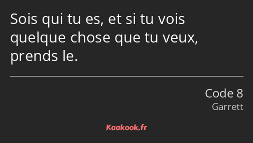 Sois qui tu es, et si tu vois quelque chose que tu veux, prends le.