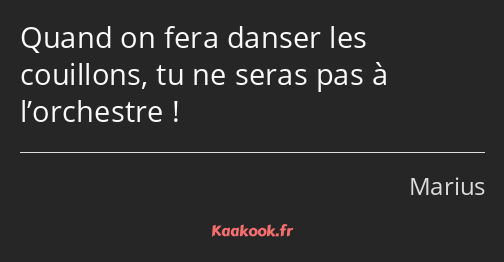 Quand on fera danser les couillons, tu ne seras pas à l’orchestre !