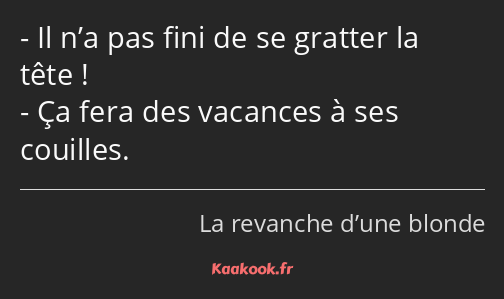 Il n’a pas fini de se gratter la tête ! Ça fera des vacances à ses couilles.