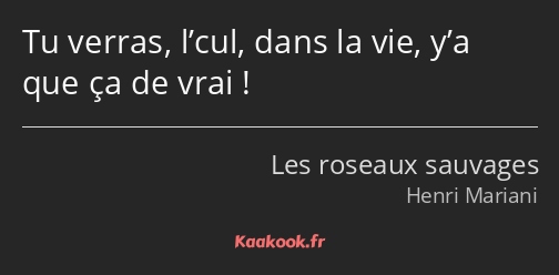 Tu verras, l’cul, dans la vie, y’a que ça de vrai !