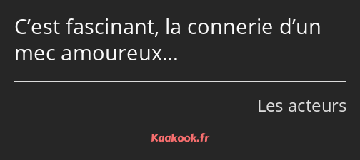 C’est fascinant, la connerie d’un mec amoureux…